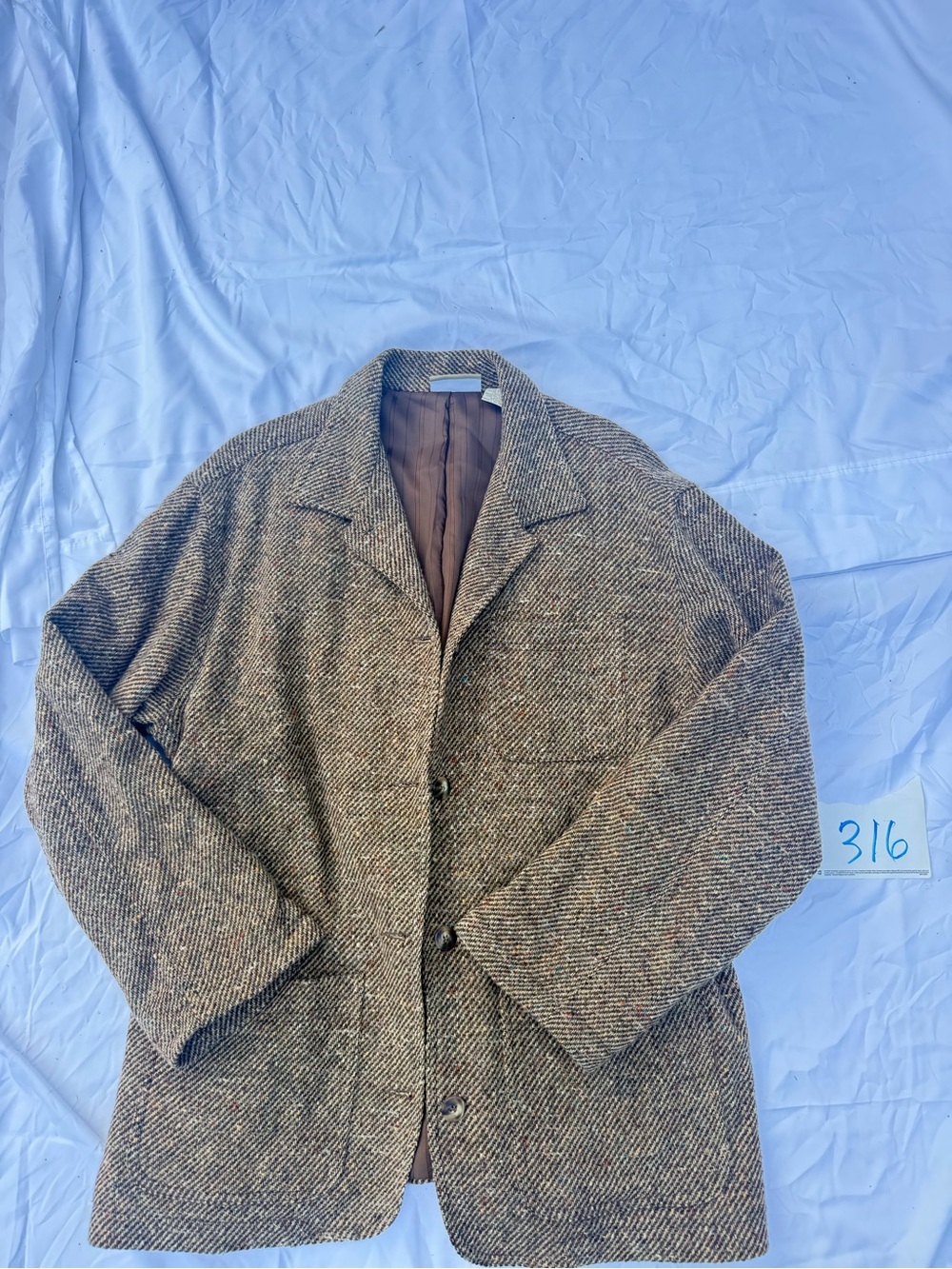 Liz Claiborne Brown Herringbone Men's Pea Coat